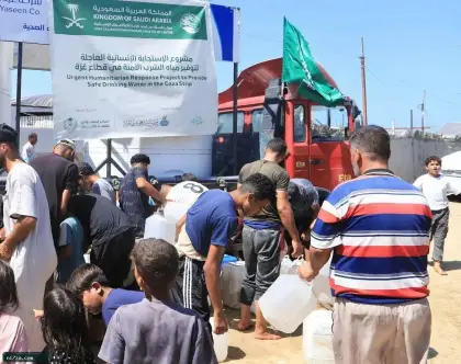 «سلمان للإغاثة» يضخ 500 ألف لتر من المياه في قطاع غزة