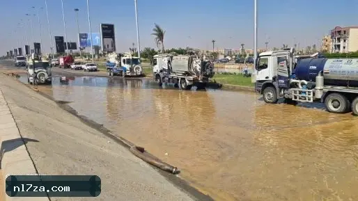 كسر ماسورة مياه وانقطاع الخدمة عن 9 مناطق بحلوان