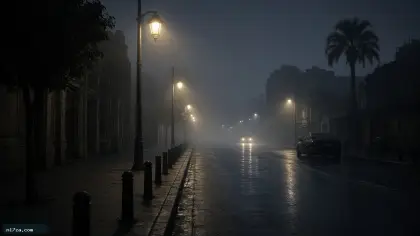سماء القاهرة ليلًا فوق أسطح وخزانات مياه
