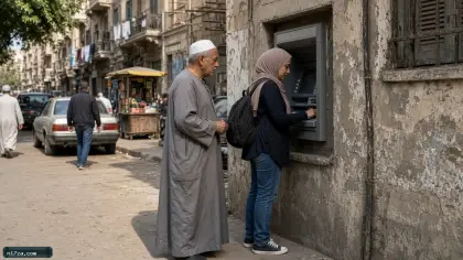 ماكينة صراف آلي في شارع بالقاهرة لشراء شهادات البنك الأهلي المصري