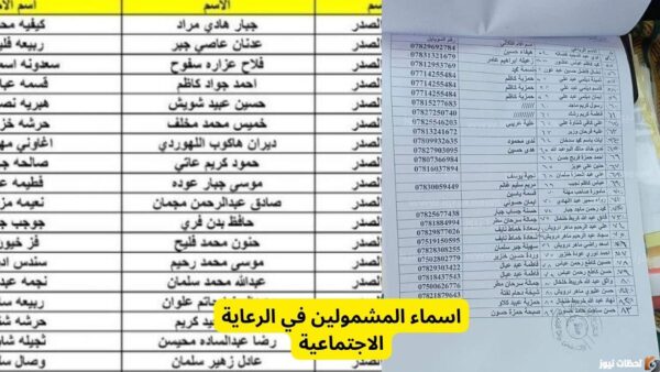 كشوفات اسماء المشمولين في الرعاية الوجبة الأخيرة