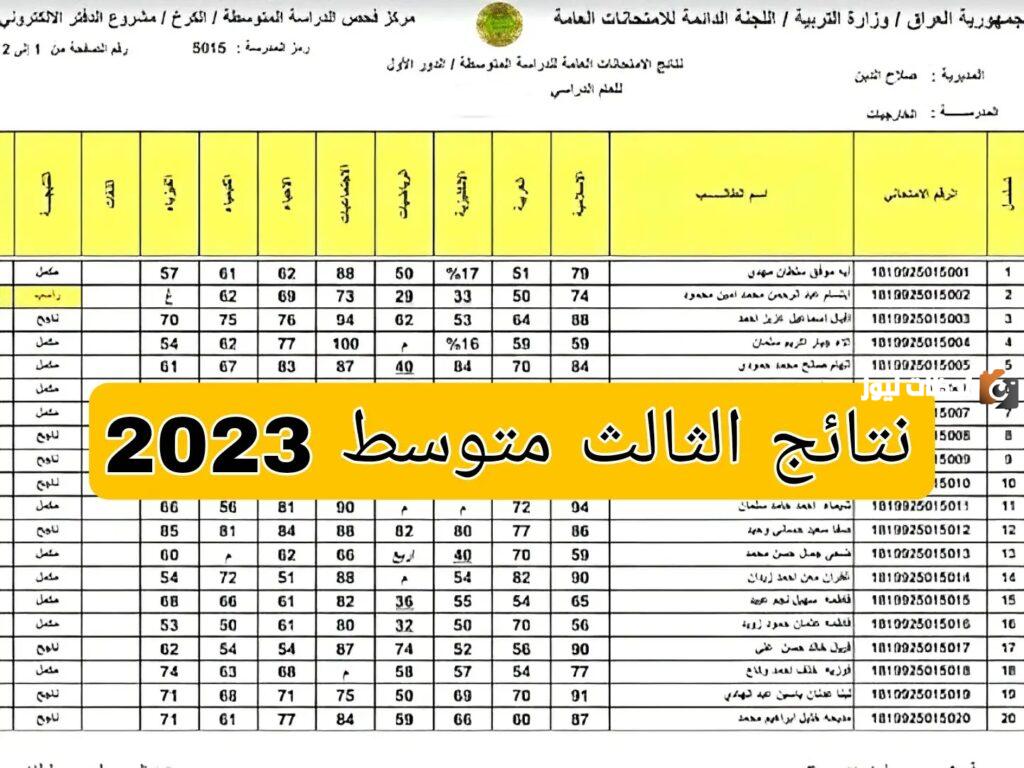 نتائج الصف الثالث المتوسط 2023
