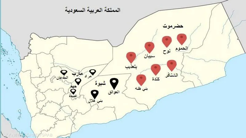 خريطة توزيع القبائل في اليمن