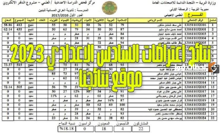 نتائج اعتراضات السادس الاعدادي 2023