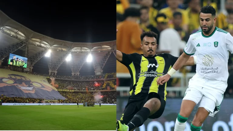 جماهير الأهلي السعودي تًعاقب الاتحاد بتيفو