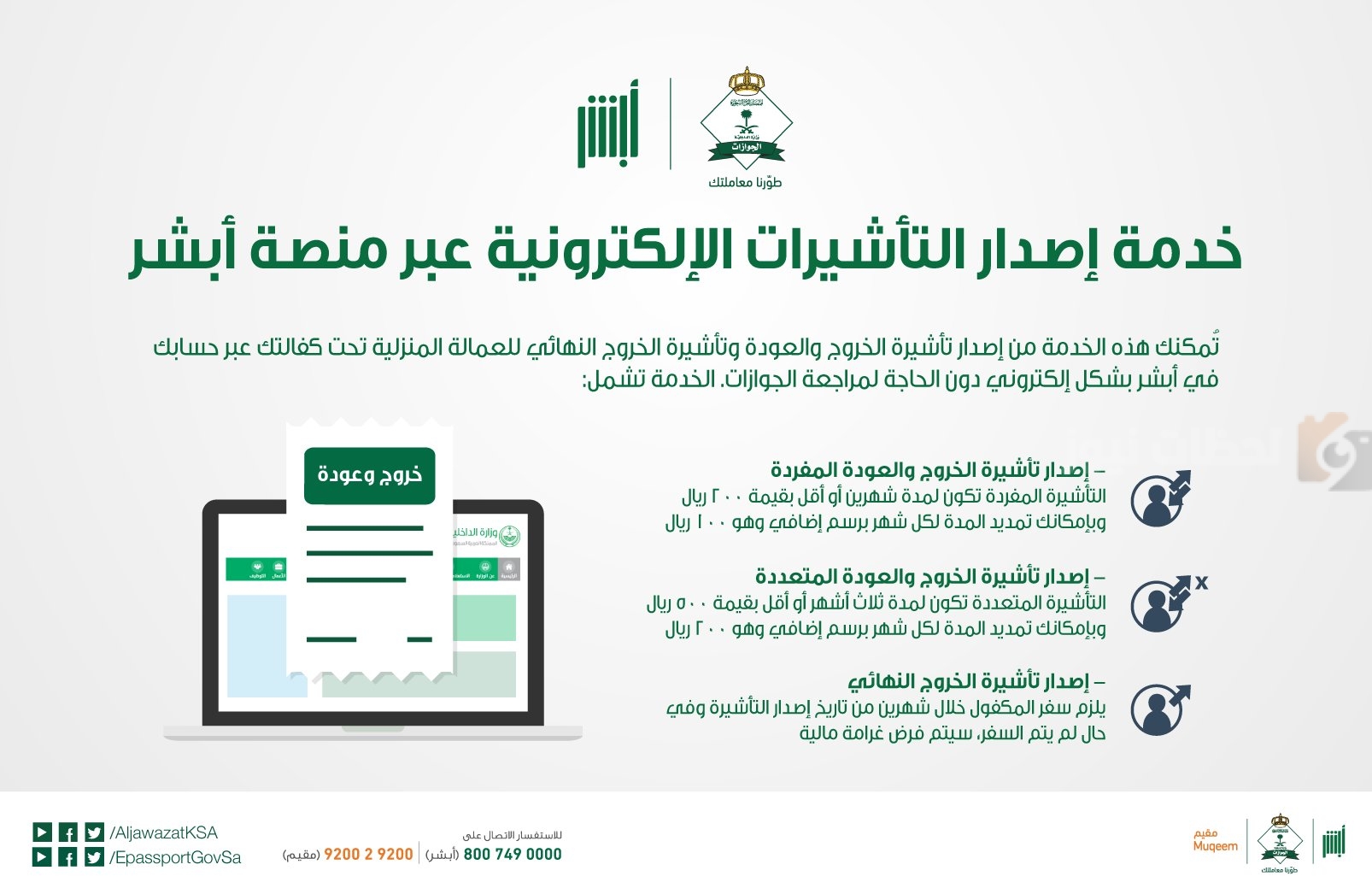 إصدار تأشيرة خروج وعودة