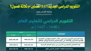 تغيرات مهمة في التقويم الدراسي 1448 تشمل ثلاث فصول دراسية ومواعيد انطلاق الطلاب الجدد