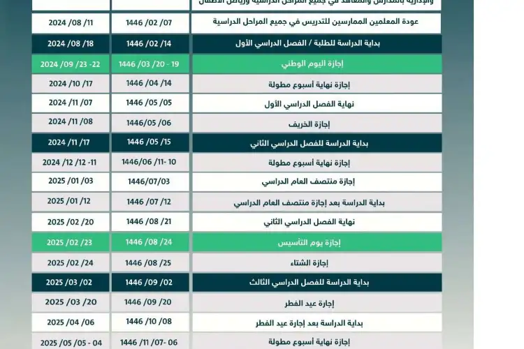 التقويم الدراسي