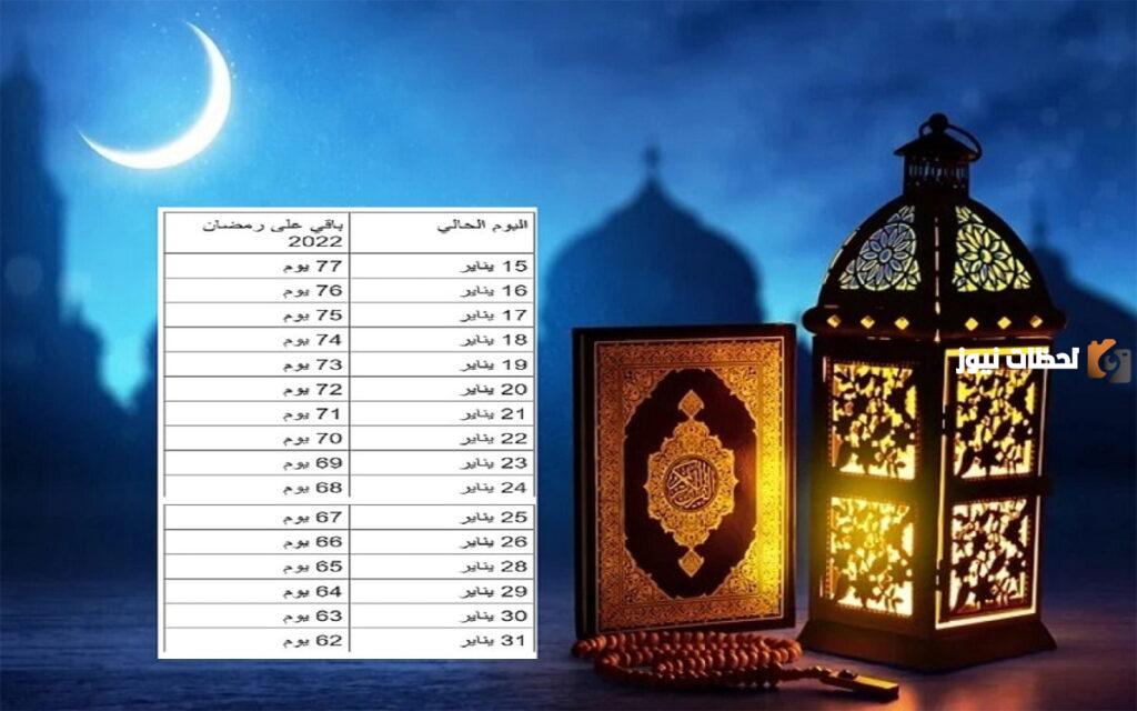 كم باقي على رمضان