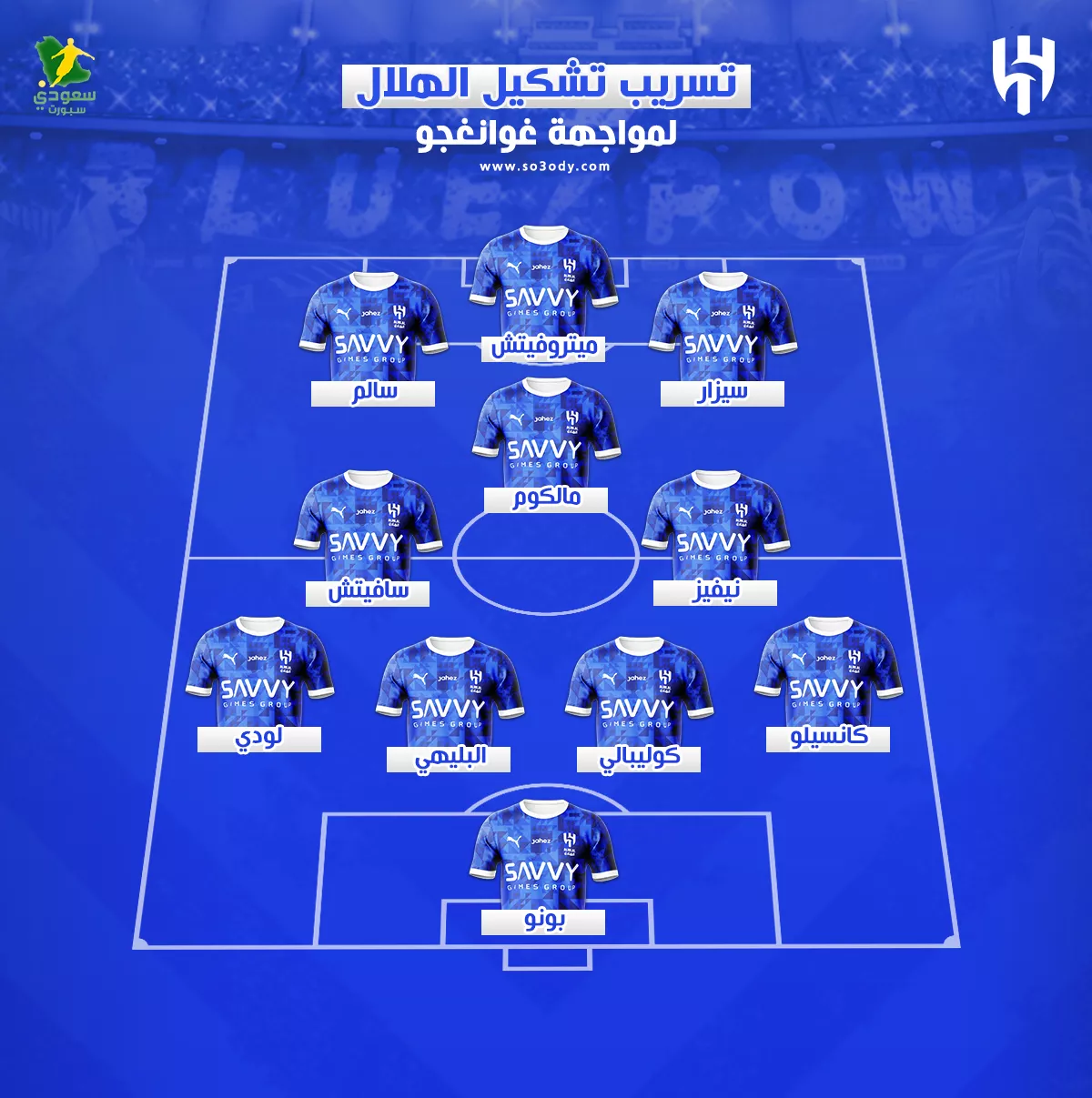 تسريبات مثيرة عن التشكيلة المرتقبة للهلال في مواجهة غوانغجو الكوري
