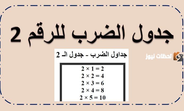جدول الضرب 2 pdf