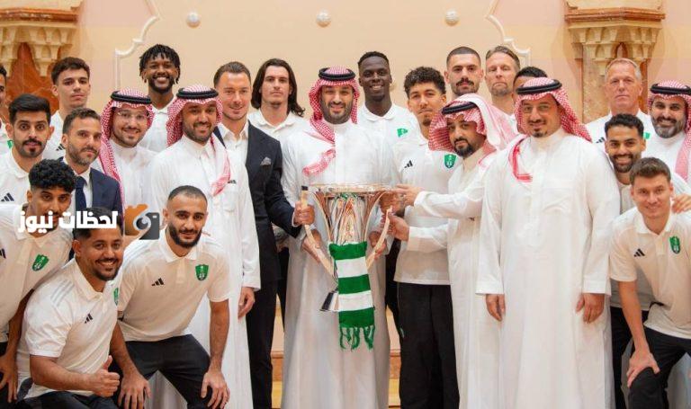 ولي العهد يستقبل وزير الرياضة ورئيس اتحاد كرة القدم ورئيس وأعضاء مجلس إدارة نادي الأهلي والجهازين الفني والإداري ولاعبي فريق كرة القدم بمناسبة تتويجهم بلقب دوري أبطال آسيا للنخبة 2025.